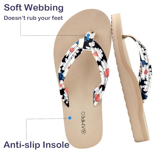 Ampeo Women's Arch Support Flip Flops Comfortable Casual Summer Beach Thong Sandals