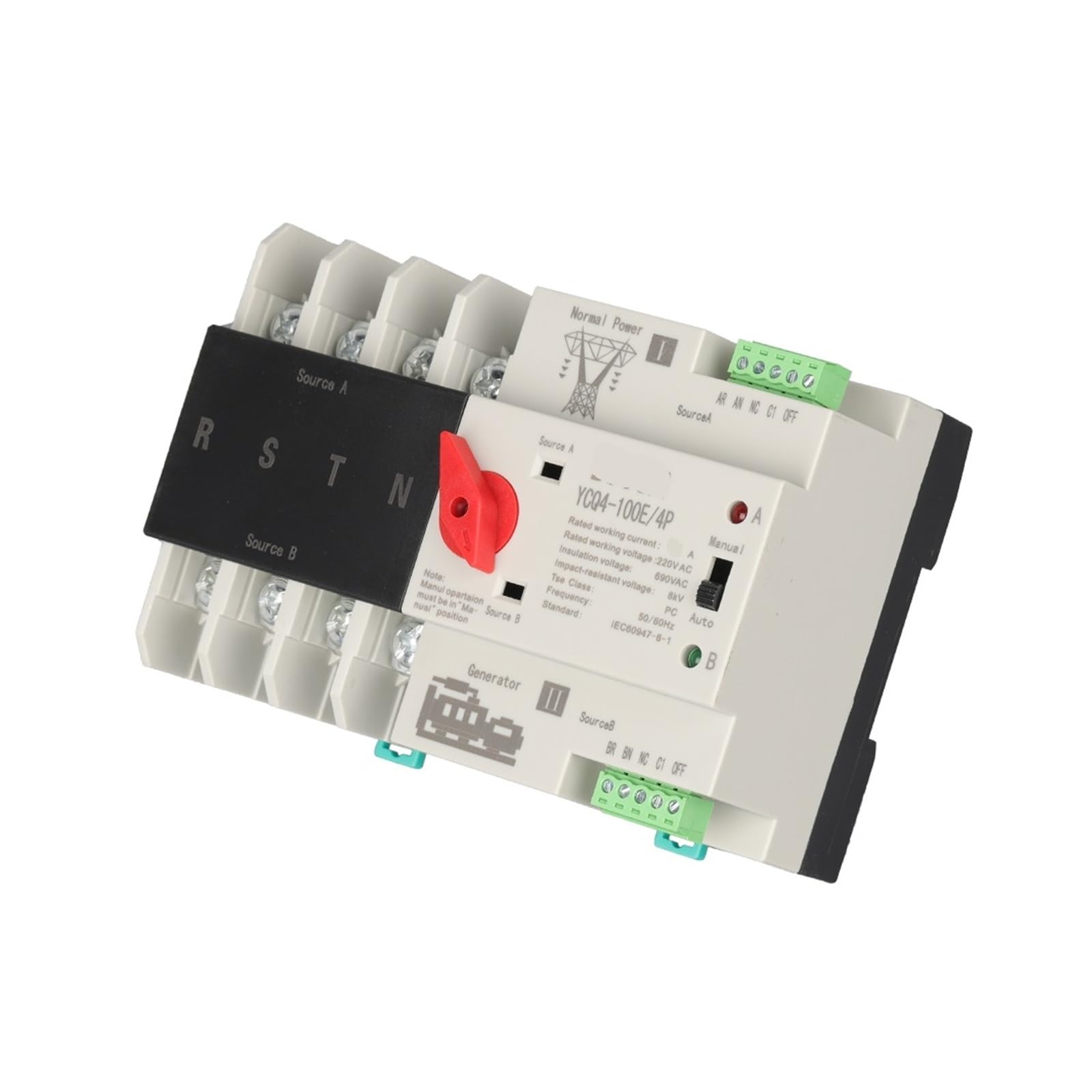 Inverseur source ATS commutateur de transfert automatique 4P 63A rail DIN - 6