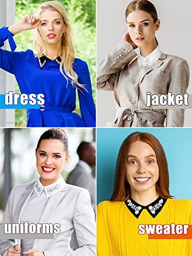 Giegxin 6 Pieces Fake Collar Detachable Dicky Collar for Women Winter Rhinestone False Pearl Half Shirt3