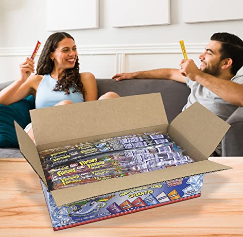 50 Pack Kisko Freezies Giant Freeze Pops, 5.5 Ounce Assorted Flavors Bulk Freezer Pop Jumbo Ice Pops, Freezies Popsicles, Kisko Giant Freezies, With Nosh Pack Mints #TOP4