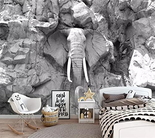 Tapeta Słoń Zwierzę Ściana 3D Fototapety Fototapety 3D Tapety Niestandardowy Gigantyczny Plakat Ścienny 3D Do Salonu lub Sypialni 250 cm × 175 cm (szer. x wys.)