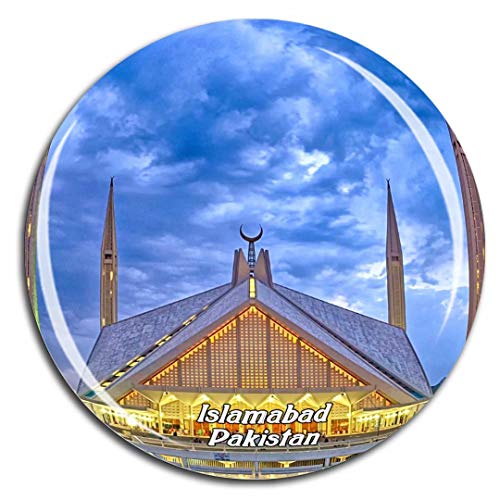 Faisal Mosque Islamabad Pakistan Asia Fridge Magnet 3D Crystal Glass Tourist City Travel Souvenir Collection Gift Strong Refrigerator Sticker