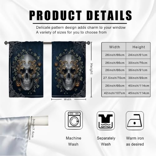 Rideaux gothiques Halloween noirs 106x114 cm pour petite cuisine