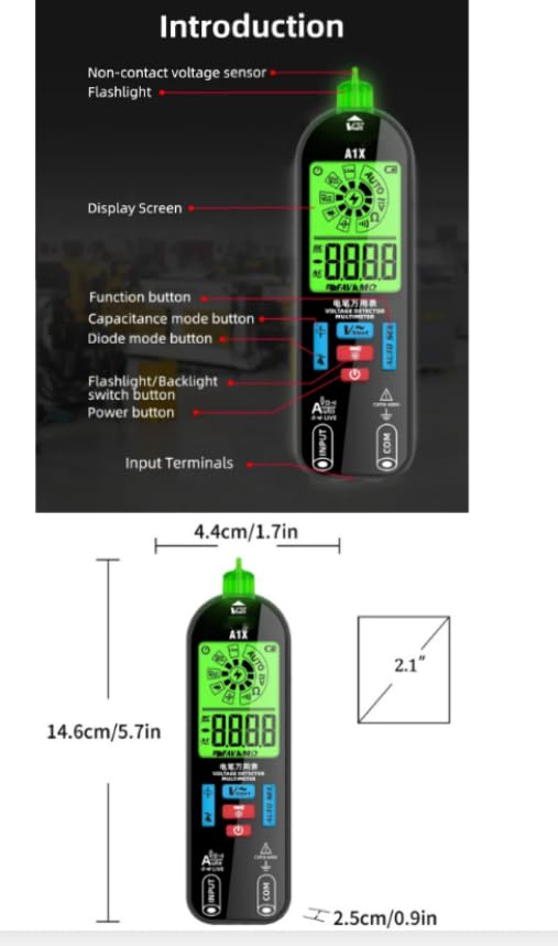 A1X USB Digital Multimeter TrueRMS DCACVoltage Tester