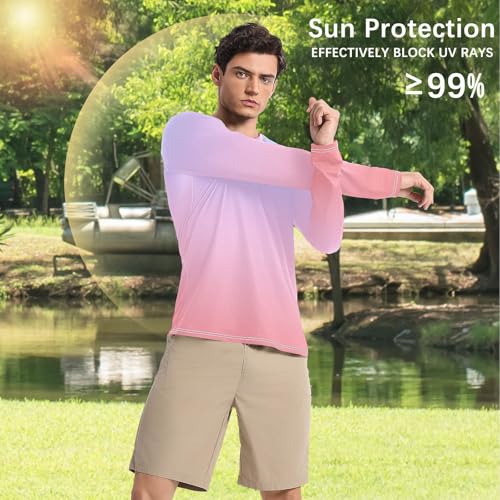 Purple Gradient Men's UPF 50+ Swim Shirts Slim fit Elasticity UV Protective Clothing Summer4