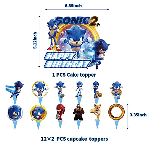 25 Pcs Sonic 2 Cake Topper Cupcake Toppers For Kids Birthday Party Supplies Decorations #TOP1