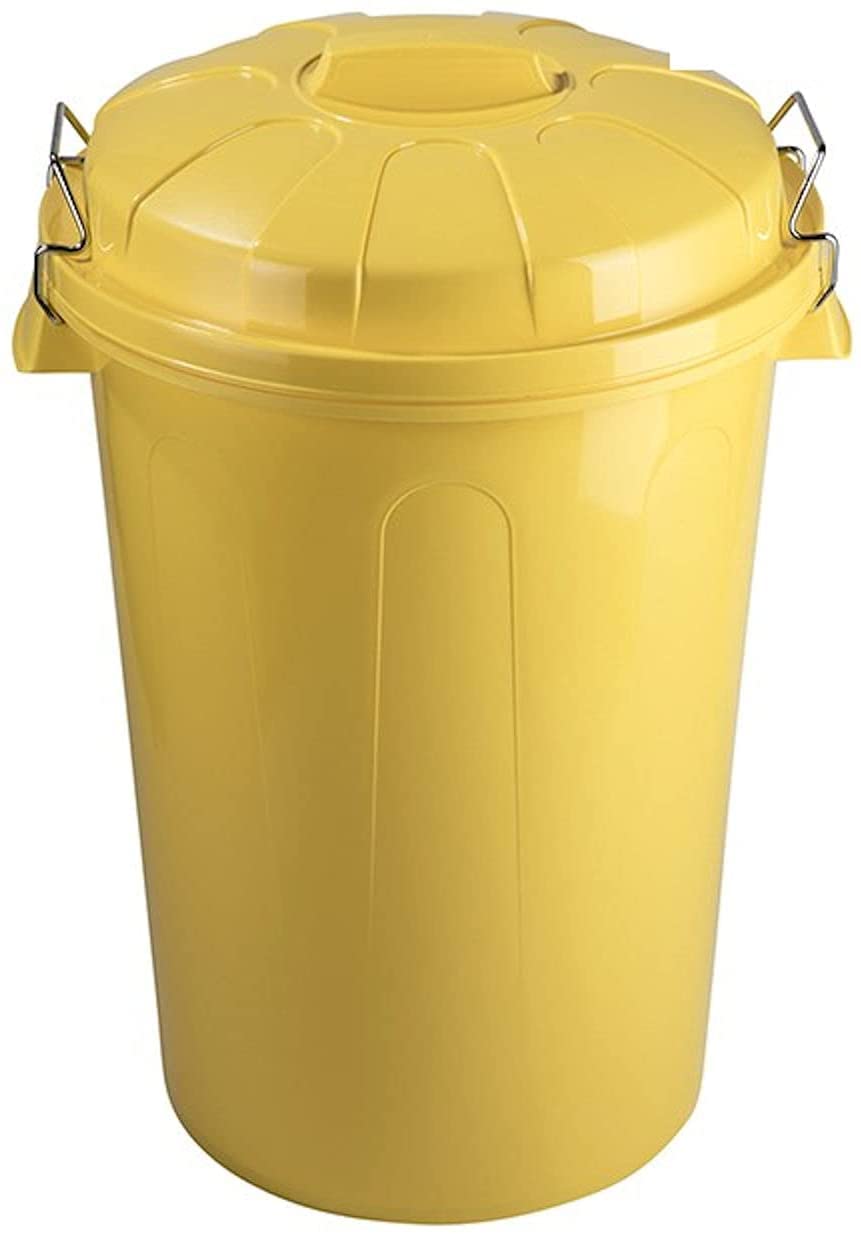 Cubo de Basura con Tapa 100 litros basurero con Asas de presión Amarillo