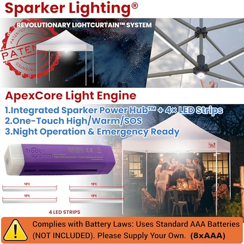 Image of Tradesparker 10x10 Pop Up Tent with Sidewalls,Commercial Movable Canopy ApexCore LED & Rugged Casters-Instant Easy Setup Shelter Canopies,Weight Bags&Stakes for Outdoor Events(Navy Blue)