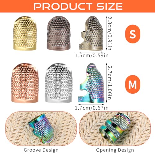 Tyqour 6 Stück Fingerhut, Einstellbare Fingerhut Nähen, Fingerschutz, Sewing Thimble Ring Fingerhut zum Nähen, Fingerhüte Für Handnähen, Handwerk Stickerei Für Haushalt Fingerlinge