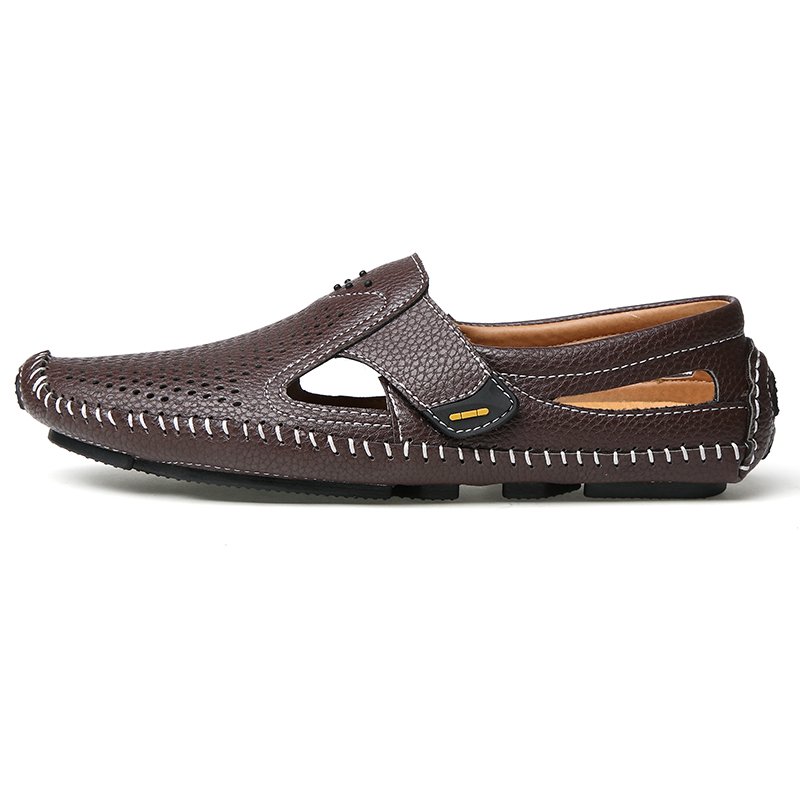 AQIXIDX Men's Fashion Casual Leather Sandals Outdoor beach Sandals Closed Toe Breathable Comfortable Sandals wedding Party Shoes3