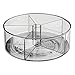 mDesign Deep Plastic Lazy Susan Turntable Storage Container - Divided Spinning Organizer for Home Office Supplies, Pens, Erasers, Tape, Colored Pencils - 2 Pack - Clear