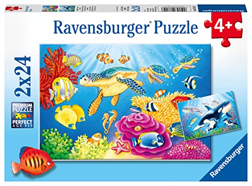 Ravensburger- Animales Puzzle 2x24, Multicolor (1)