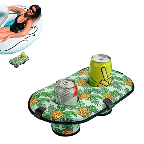 Bebida flutua para piscina, suporte de cerveja para piscina de neoprene com 2 orifícios, bandeja flu