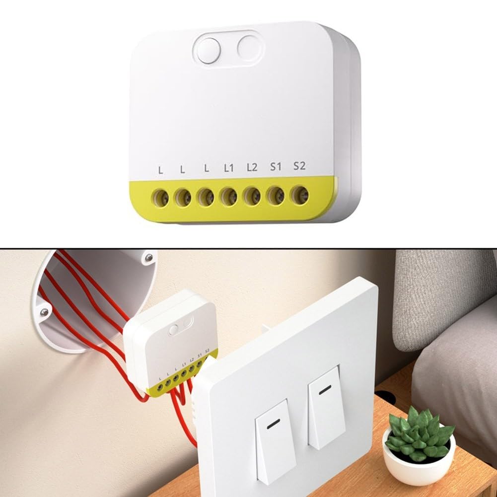 per Zigbee Smart Switch Dual Channel No Neutral Wire per zigbee | Non è necessario alcun filo neutro, facile da montare, doppi canali indipendenti, carico totale 12 A, installazione semplice
