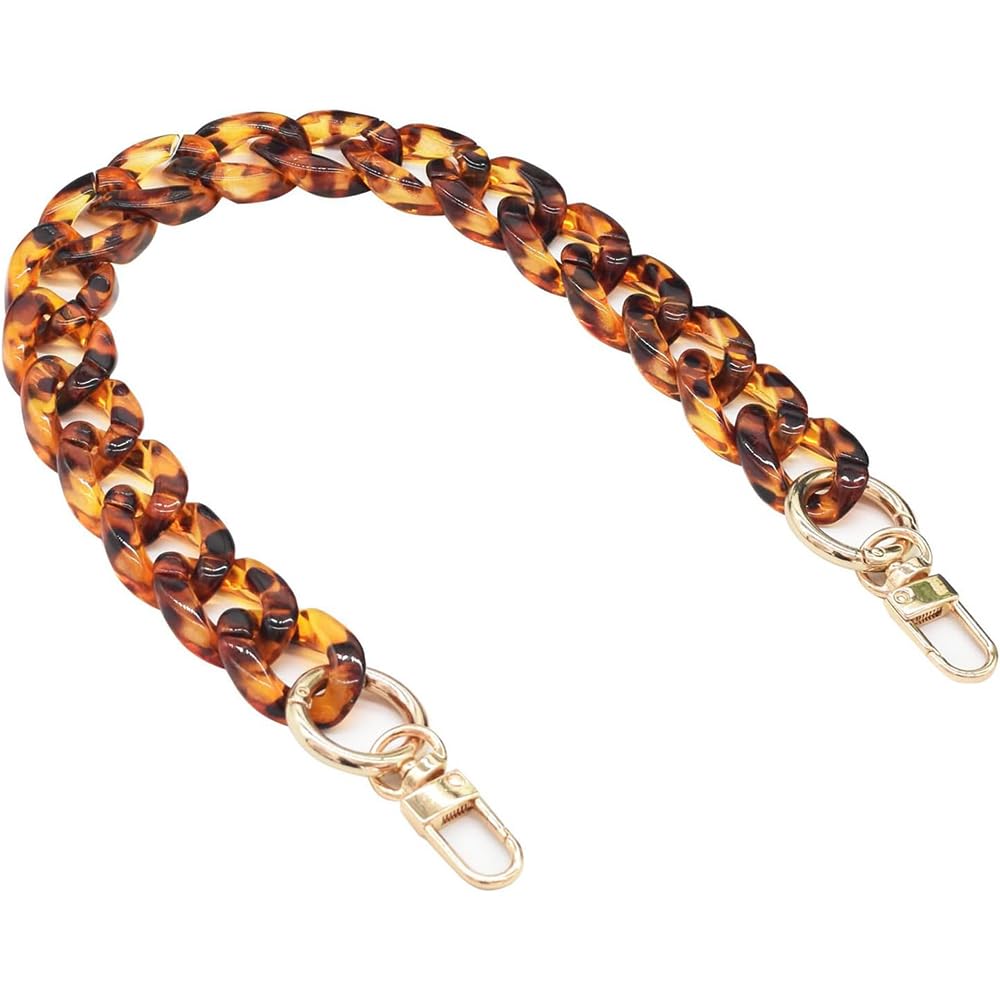 AURISSE 16 Inch Leopard Print Bag Chain Strap, Acrylic Decorative Purse Handle Extender, Replacement Shoulder Strap for Women's Handbags and Purses