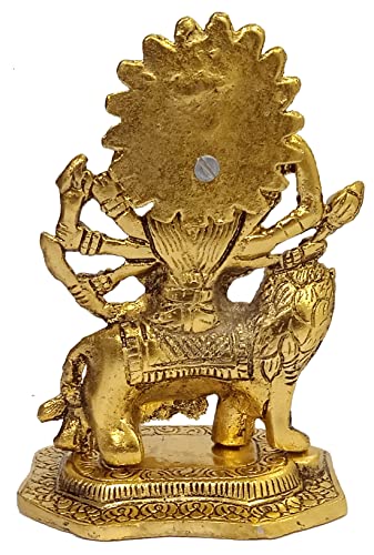 Estatua de Metal Sherawali Durga Ma Dorada 3.5x2.5x5 in miniatura 5