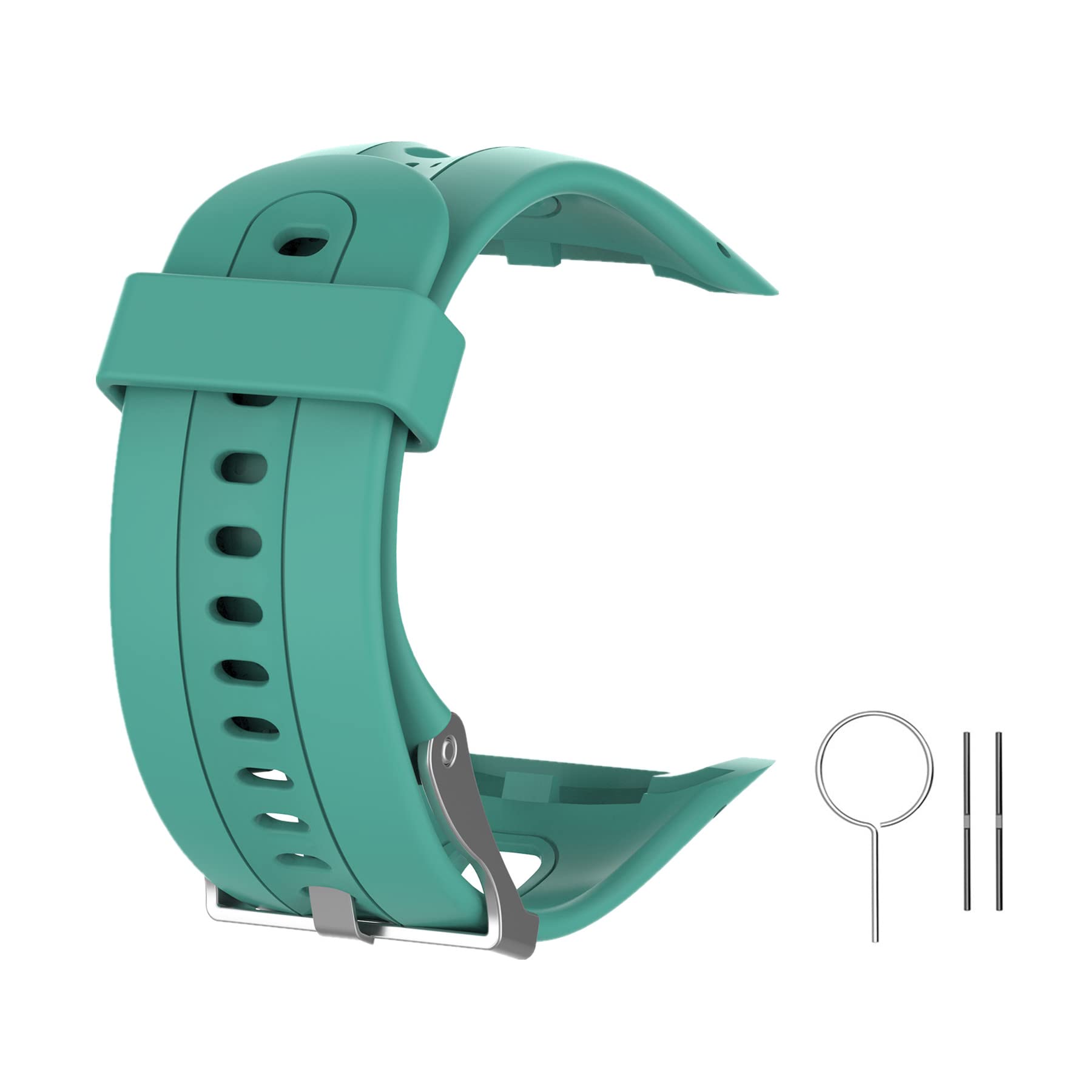 Muovrto Strap for Garmin Forerunner 10, Unisex Silicone Replacement Band Watch Strap Sport Watchband for Garmin Forerunner 15 (Teal, L/Men size)