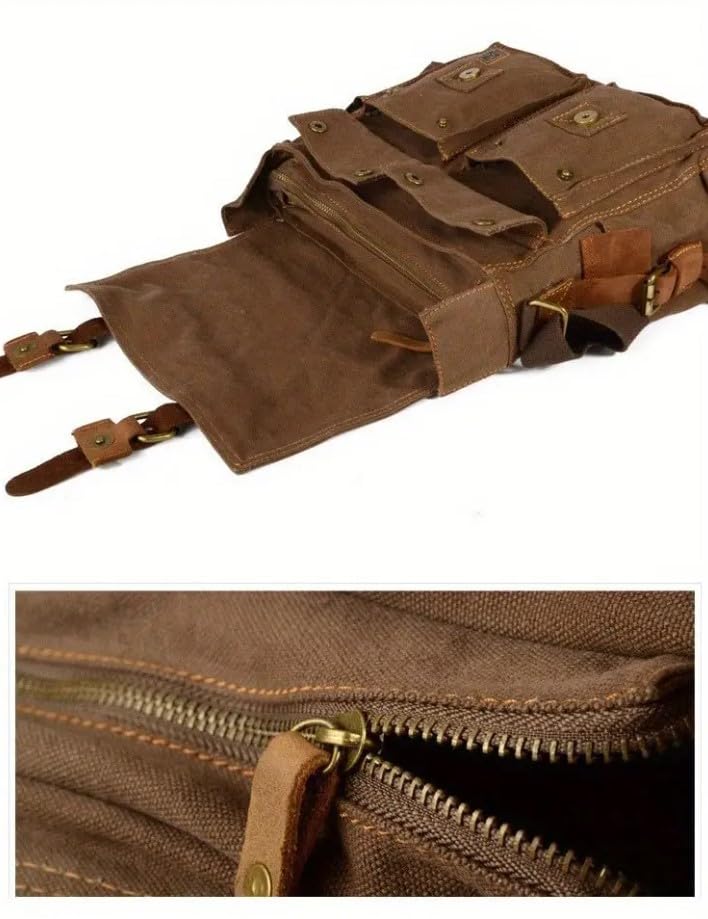 Vintage Canvas Messenger Bag with Straps Retro Style, Travling Bag, Casual Carryall, Vintage Canvas Bag4