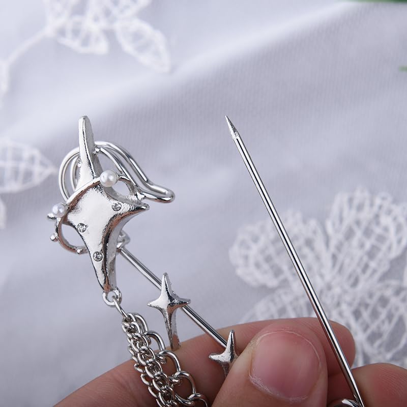 Image of Y2k Chain Brooch Pins for Women Silver Gold Tassel Pin for Coat Collar Brooch Pin Y2k Punk Shoes Clothing Accessories