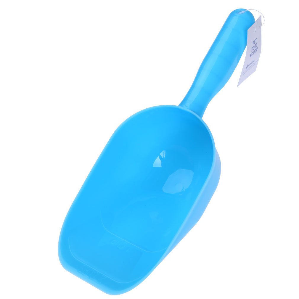 Pet Food Scoop; 1-Cup, Lines for 1/2 Cup and 1 Cup, Volumes for 100ml and 200ml, Dog Puppy Cat Rabbit Plastic Pet Food Scoop,Four Colors Available (Blue)