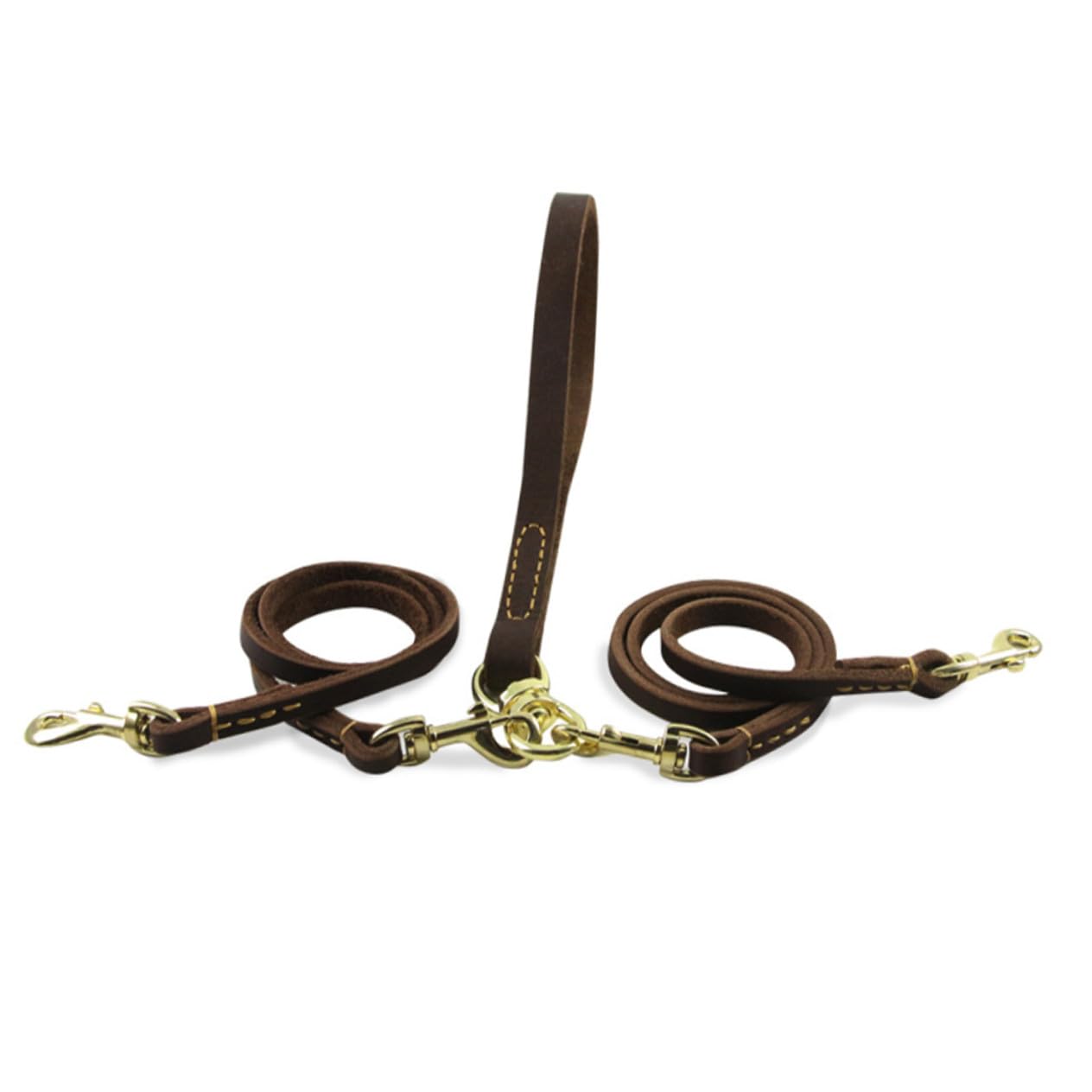 SHINEOFI Guinzaglio Doppio Per Cani Regolabile in Pelle Resistente 1,6x120 Cm Per Cuccioli e Animali Domestici Sicurezza e Comfort Durante La Camminata