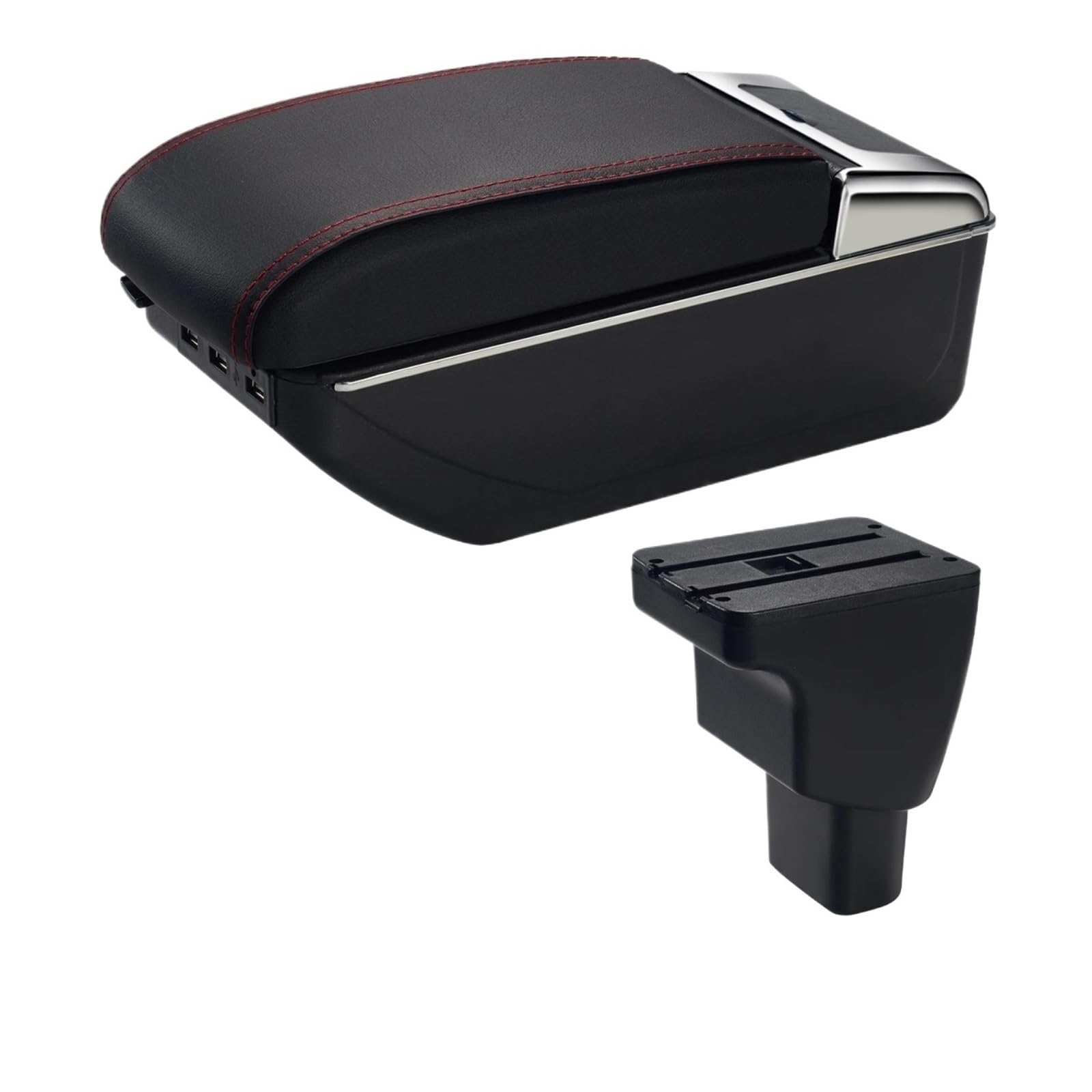 UMDJJU For Hyundai I10 Car Armrest Box Interior Parts Details Retrofit Storage Accessories USB Car Centre Console Armrest Box(C1 Red Line USB)