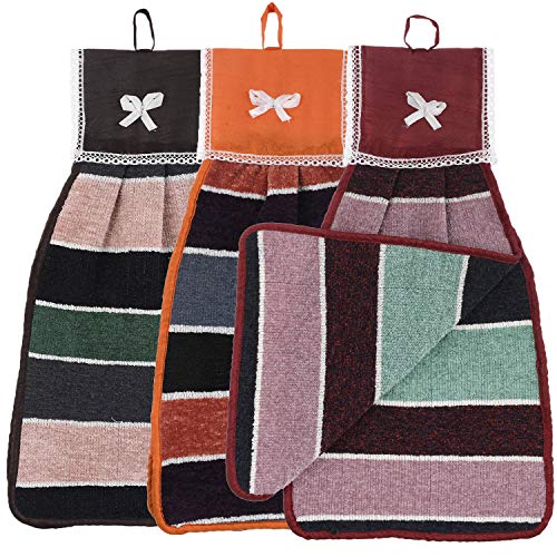 Image of Kuber Industries Hanging Cotton 3 Pieces Cotton Washbasin Napkin /Hand Towel for Kitchen and Bathroom (Multi) - CTKTC45578