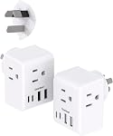 2 Pack European Travel Plug Adapter, International Plug Adapter with 3 Canada Outlets 4 USB Ports (2 USB C Port), Type C Power Adapter for The US to Most of Europe Iceland Spain Italy France Germany