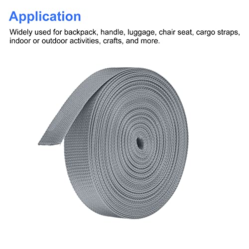 Image of MECCANIXITY Flat Nylon Webbing Strap 1 Inch 10 Yards Grey for Backpack, Luggage-rack