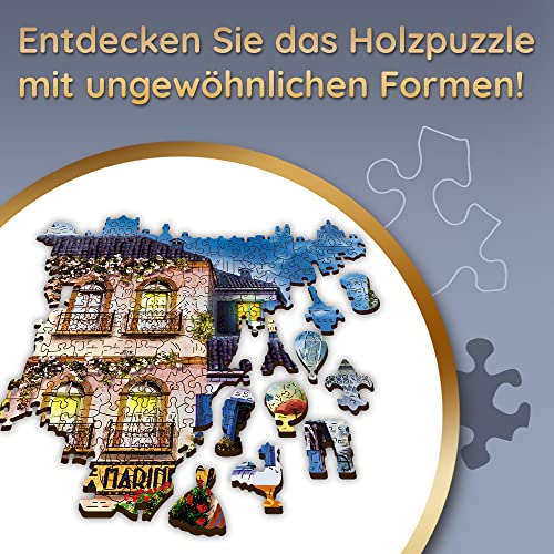Trefl - Holzpuzzle, Französische Straße - 1000 Teile, Wood Craft, unregelmäßige Formen, 100 Figuren französischer Denkmäler und Symbole… – Ansicht 4