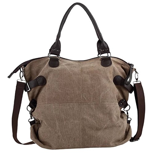 LABABE Women's Casual Canvas Everyday Purse Hobo Shoulder Bag - brown