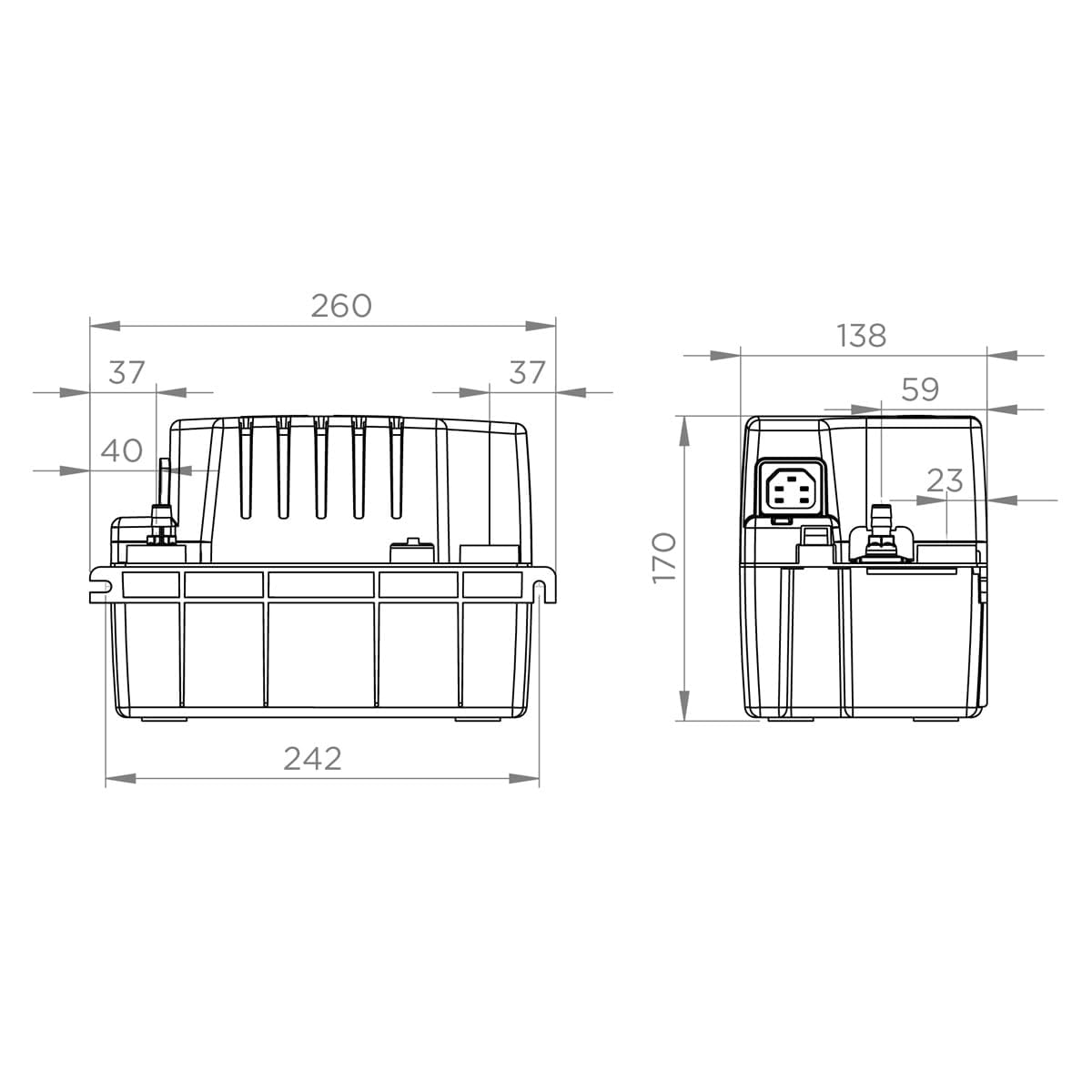 SFA – Kondensatpumpe Sanicondens Pro V02 – Für Heizkessel und Klimaanlagen – Geräuscharm (45 dB) – Vollständiges Installationsset – Große Kapazität – 26 x 13,8 x 17 cm