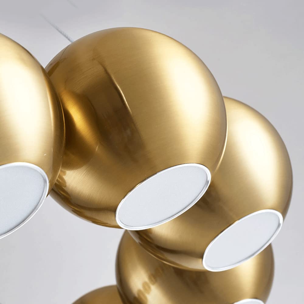 POKHDYE Luxury Gold Ring Lampa wisząca, nowoczesna oprawa oświetleniowa z ciepłym światłem 3000K do kuchennej wyspy/restauracji, dekoracyjna lampa sufitowa wisząca (36W/48W)