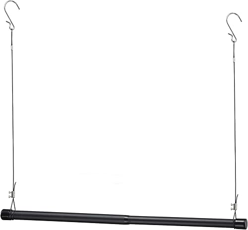 Barra colgante de armario, organizador colgante de armario ajustable de longitud y altura, barra colgante de ropa de 35 pulgadas de altura que