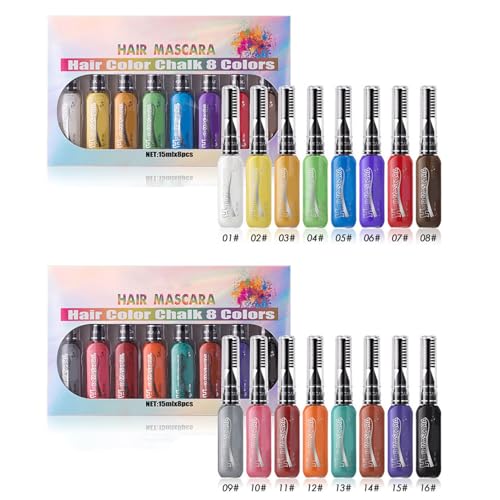 Barras de rí de color: paquete de tinte y vibrante, tinte instantáneo para el cabello, ayuda para el estilo de fiesta, herramienta táctil para resaltar | Paquete temporal vibrante del color c