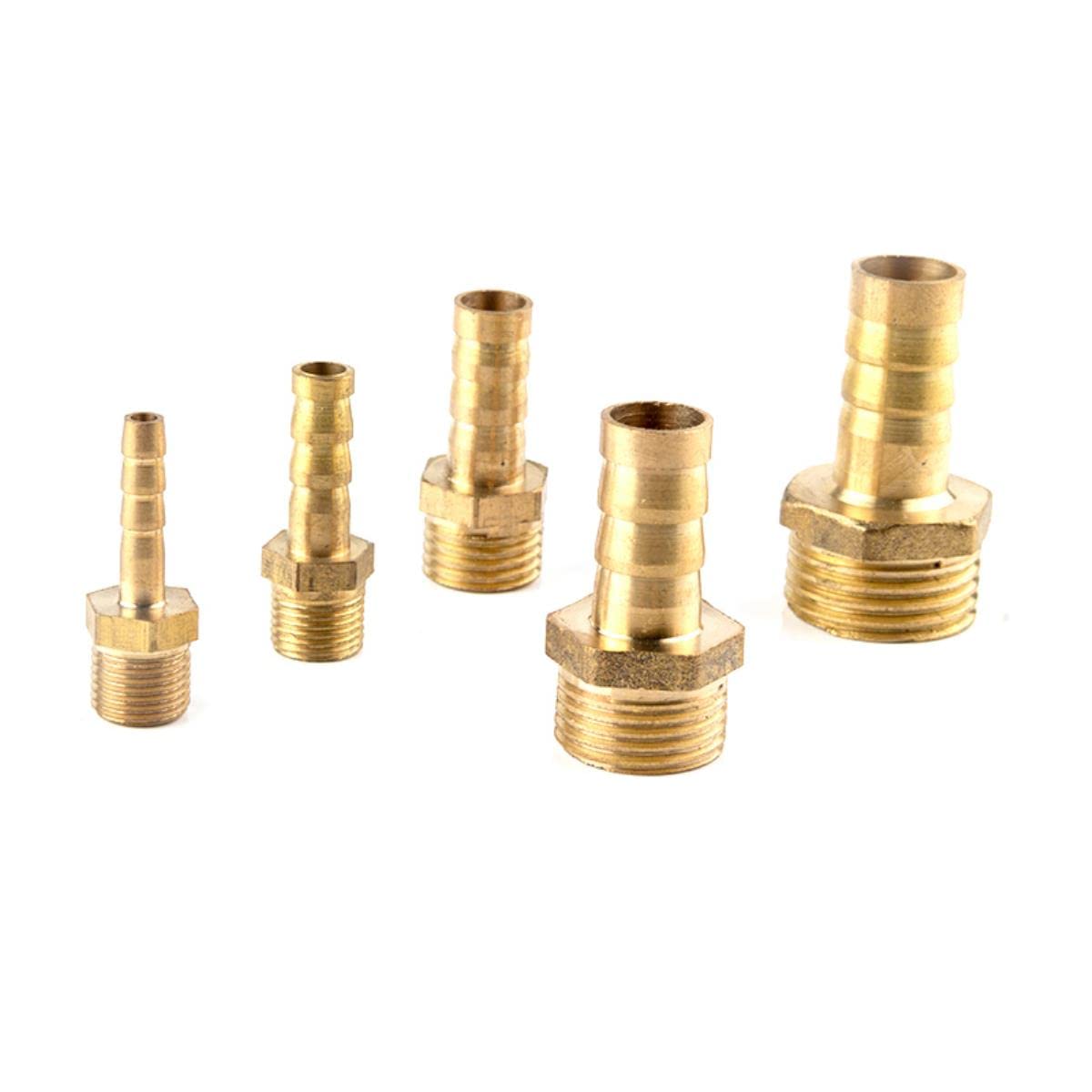 Conector de manguera, conector de manguera de jardín, conector de manguera de púas de 4 a 25 mm, accesorio de tubería de latón de 1/8", 1/4", 3/8", 1/2", 1", conector Pagoda, conector macho B
