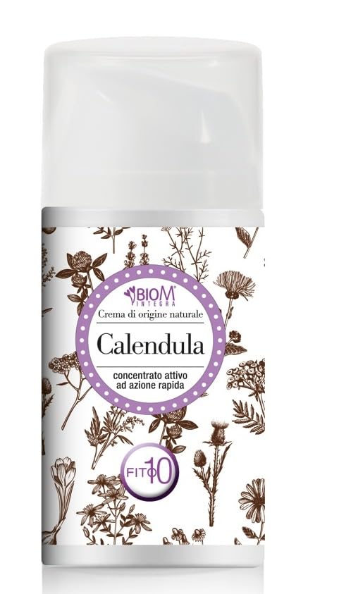 BioM Crema de Caléndula Bio y Aloe Vera Calmante – Tratamiento para Dermatitis, Enrojecimientos y Quemaduras – Crema Facial y Corporal para Pieles Sensibles 100 ml, Hecha en Italia