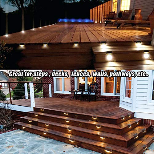 Solar Deck Lights Waterproof Led Solar Lamp Outdoor Warning Warm Light for Steps Decks Pathway Yard Stairs Fences Tent Camping 16 Pack - Thumbnail 6