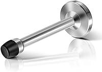 Vista 17 de Topes de puerta largos de 5 pulgadas (4.724 in), tope de puerta negro de acero inoxidable con puntas de goma silenciosas para montaje en pared