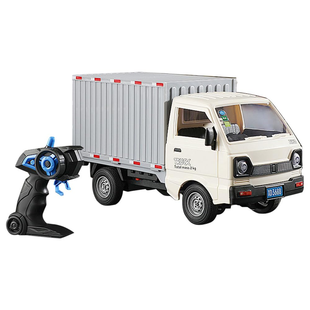 GoolRC Remote Control Car Transporter Truck, 1:16 Scale RC Container Transport Truck with Spray and Light, 2.4GHz All Terrain RC Cars for Teens and