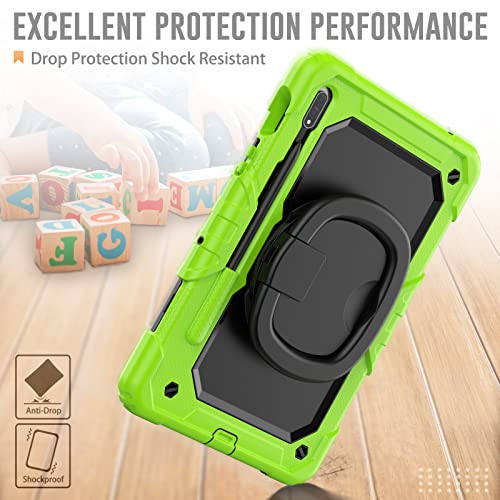 Coque Samsung Galaxy Tab S7 FE antichoc avec poignée rotative verte - 3