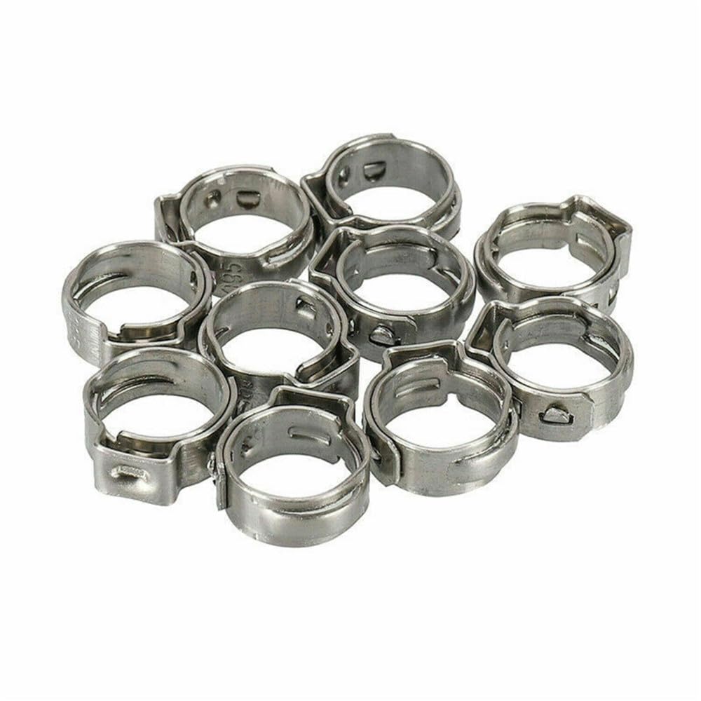 25 pièces colliers de serrage à une oreille en continu 5,8-23,5 mm 304 colliers de serrage en acier inoxydable anneaux de serrage pour sceller les types de tuyaux, 7.0,8.7mm