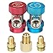 Adjustable R134a Quick Coupler High Low Conversion Adapter Fittings, Refrigerant Tank Adapter Kit for AC Air conditioning Refrigerant R134a HVAC Air Condition Gauge Manifold Hose Connector