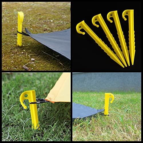 12 Piezas Estacas para Tienda de Plástico de 5.9 Pulgadas con Bordes Serrados Amarillo para Camping y Jardín miniatura 4