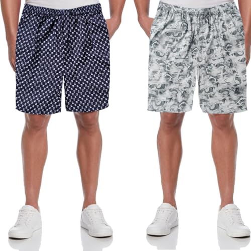 Image of Men's Cotton Shorts Waistband, Zip Fly, 1 Zip Pocket, Back Pockets (Pack of 2)