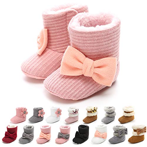 Infant Baby Girl Boots Cozy Fleece Booties Winter Baby Girl Princess Dress Shoes Newborn Crib Shoes Warm Baby Footwear