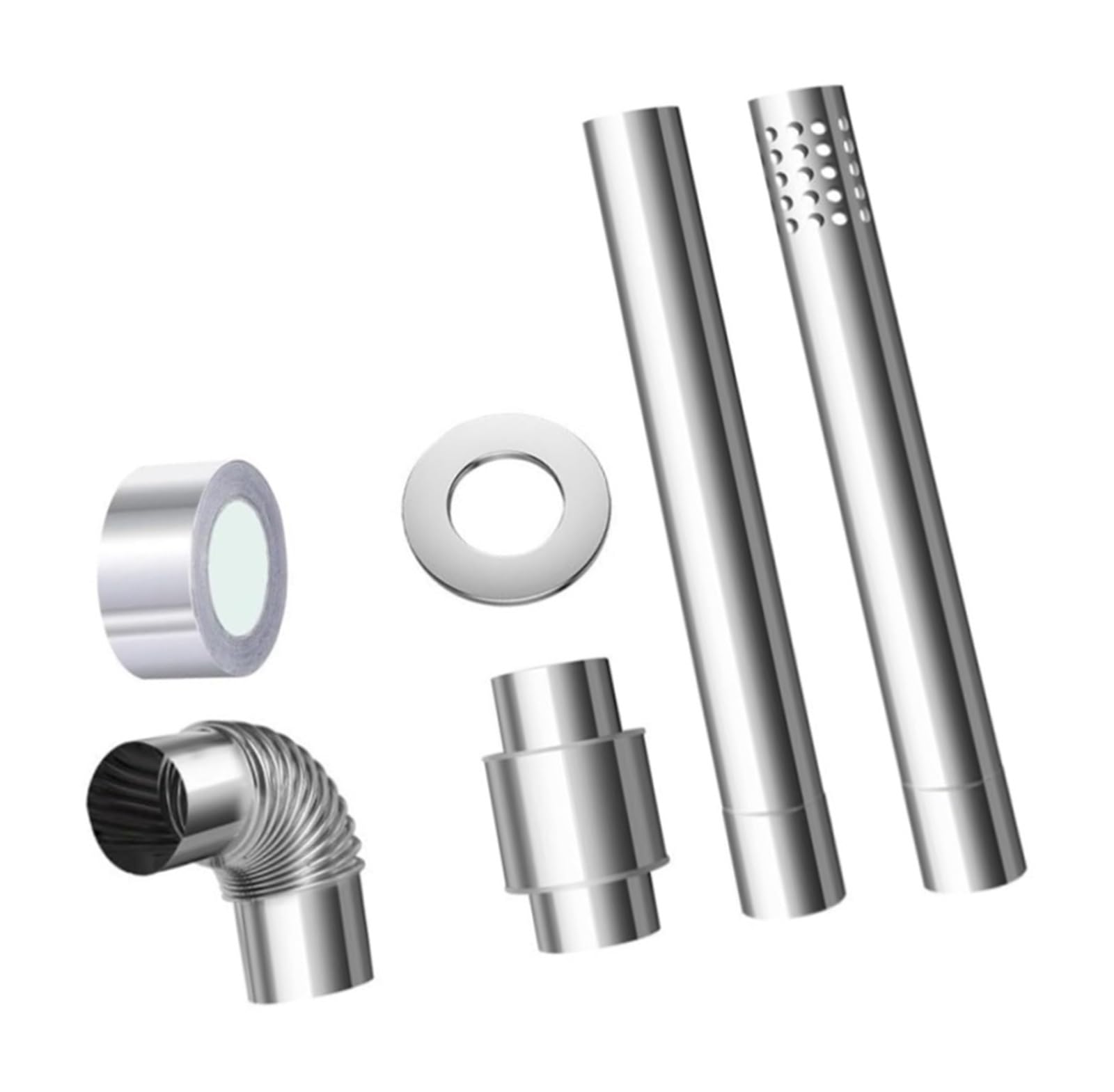 Kit de tubo de chimenea for calentador de agua a gas de acero inoxidable con tubo perforado, tubo recto y válvula de retención for ventilación