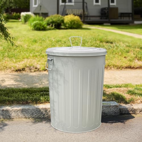 Plexon RM20GBGST 20-Gallon Beige Galvanized Steel Round Trash Can With Lid Powder Coated Metal thumb #5