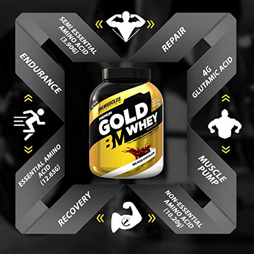 Image of Bigmuscles Nutrition Premium Gold Whey 2kg [Belgian Chocolate] with Free T-Shirt and Bigmuscles Nutrition Premium Gold Whey 1Kg [Vanilla Creme]