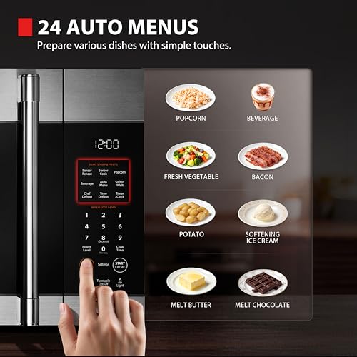 Image of TOSHIBA 1.9 Cu.Ft. Over the Range Microwave Oven with Easy Installation, Soft Close Door, ChefDefrost, Sensor, 400 CFM Ventilation, 1000W, Stainless Steel, OA-EM19PH(SS)